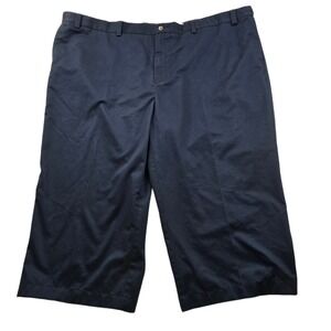 Oak Hill Chino Pants Mens 60x25 Big Tall Navy Blue Cotton Flat Front Casual
